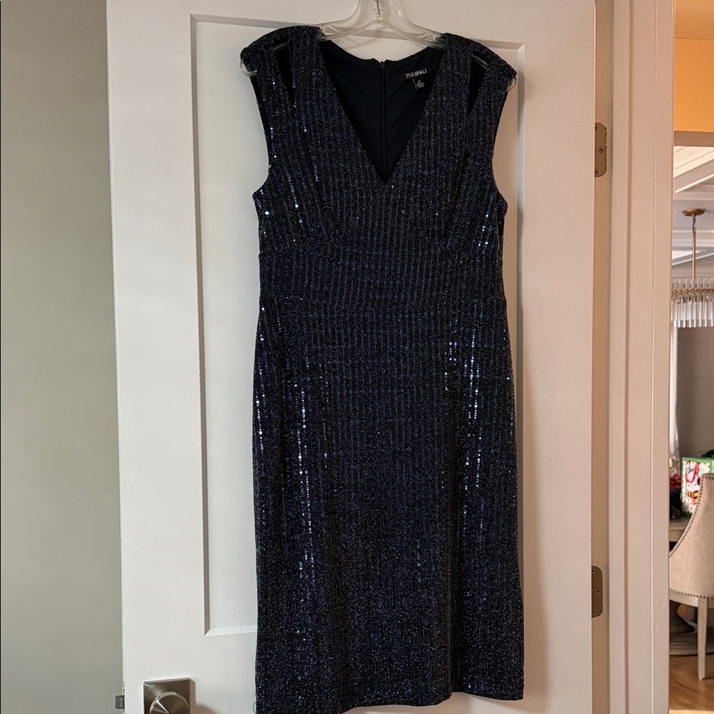 Roz & Ali Midnight Blue Sequin Midi Dress